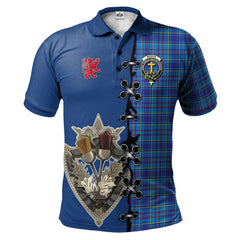 Clan Mercer Modern Tartan Polo Shirt - Lion Rampant And Celtic Thistle Style OH38 Mercer Modern Tartan Tartan Polo