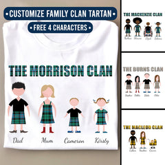 Scottish Clan Personalised Family Portrait T-Shirt – Unisex & Kids Sizes (Printed in the USA)