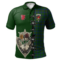 Clan Moncrieff of Atholl Tartan Polo Shirt - Lion Rampant And Celtic Thistle Style WK79 Moncrieff of Atholl Tartan Tartan Polo