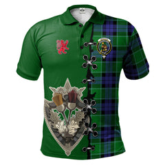 Clan Monteith Tartan Polo Shirt - Lion Rampant And Celtic Thistle Style GZ81 Monteith Tartan Tartan Polo