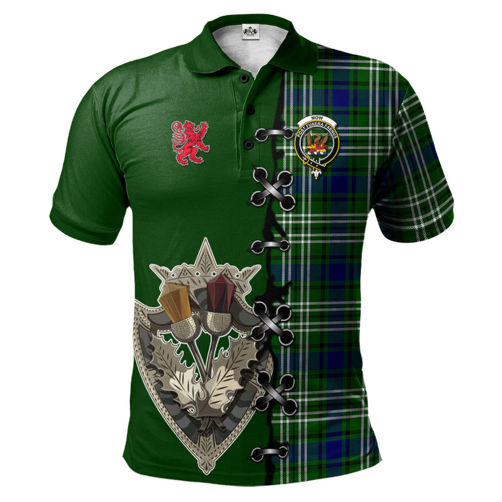 Clan Mow Tartan Polo Shirt - Lion Rampant And Celtic Thistle Style UP56 Mow Tartan Tartan Polo
