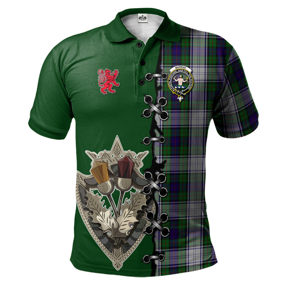 Clan Murray of Atholl Dress Tartan Polo Shirt - Lion Rampant And Celtic Thistle Style RL60 Murray of Atholl Dress Tartan Tartan Polo