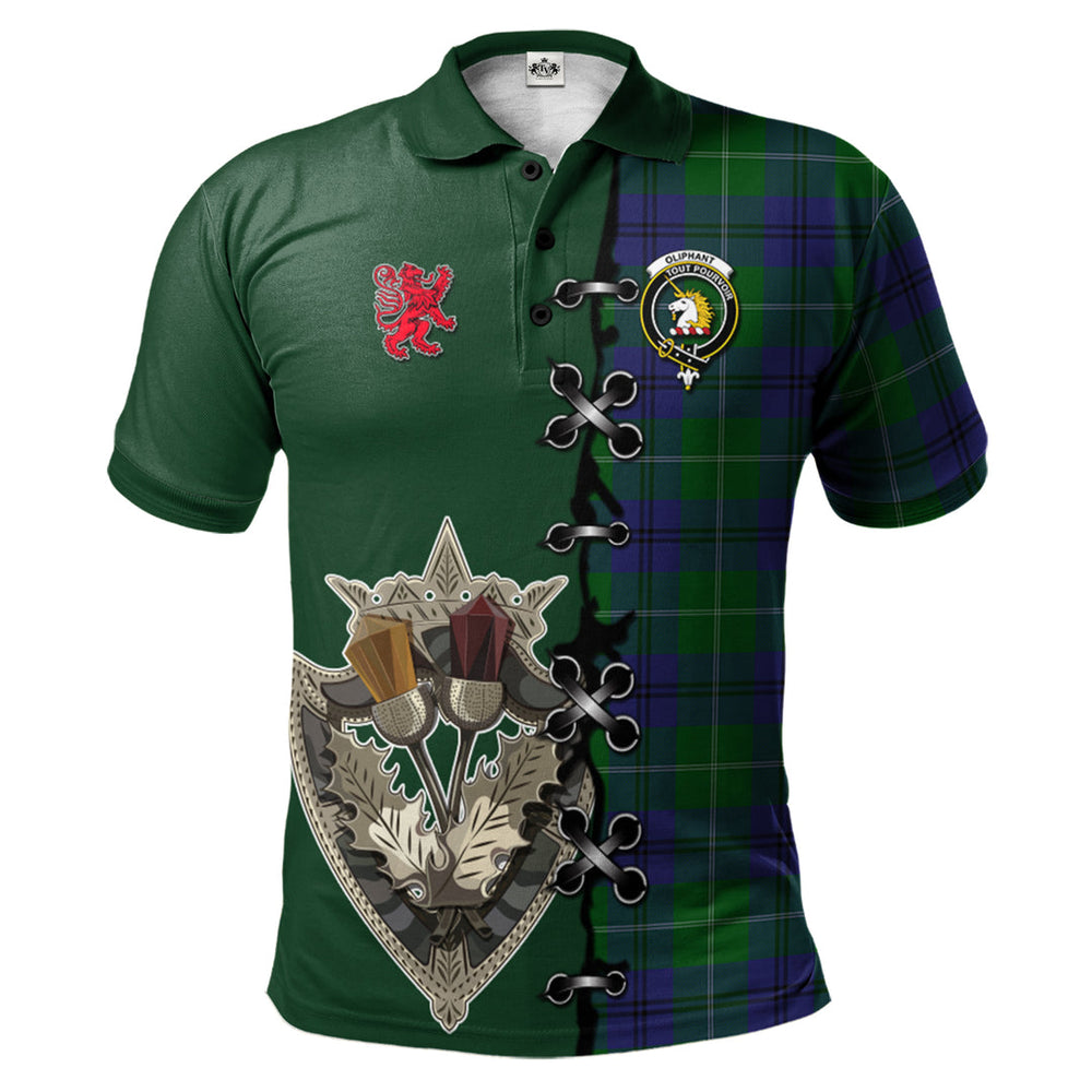 Clan Oliphant Tartan Polo Shirt - Lion Rampant And Celtic Thistle Style WM33 Oliphant Tartan Tartan Polo