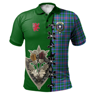 Clan Pitcairn Hunting Tartan Polo Shirt - Lion Rampant And Celtic Thistle Style