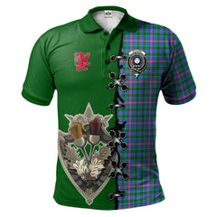 Clan Pitcairn Hunting Tartan Polo Shirt - Lion Rampant And Celtic Thistle Style SY37 Pitcairn Hunting Tartan Tartan Polo