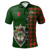 Clan Pollock Modern Tartan Polo Shirt - Lion Rampant And Celtic Thistle Style BL25 Pollock Modern Tartan Tartan Polo