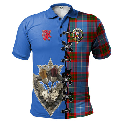 Clan Preston Tartan Polo Shirt - Lion Rampant And Celtic Thistle Style