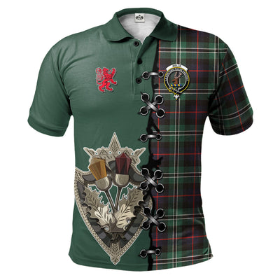 Clan Rollo Hunting Tartan Polo Shirt - Lion Rampant And Celtic Thistle Style