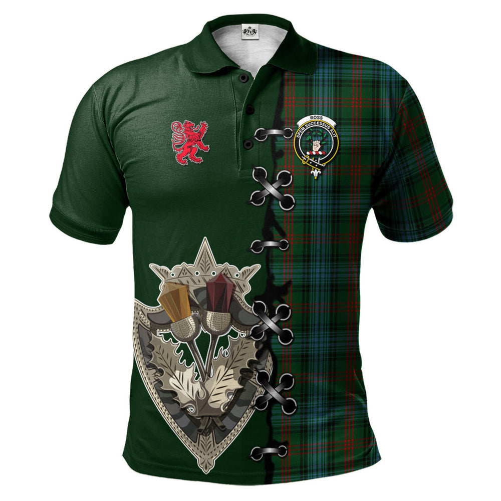 Clan Ross Hunting Tartan Polo Shirt - Lion Rampant And Celtic Thistle Style BL53 Ross Hunting Tartan Tartan Polo
