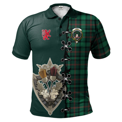 Clan Ross Hunting Modern Tartan Polo Shirt - Lion Rampant And Celtic Thistle Style