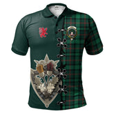 Clan Ross Hunting Modern Tartan Polo Shirt - Lion Rampant And Celtic Thistle Style IQ87 Ross Hunting Modern Tartan Tartan Polo