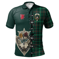 Clan Ross Hunting Modern Tartan Polo Shirt - Lion Rampant And Celtic Thistle Style IQ87 Ross Hunting Modern Tartan Tartan Polo