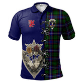 Clan Russell Modern Tartan Polo Shirt - Lion Rampant And Celtic Thistle Style OM95 Russell Modern Tartan Tartan Polo