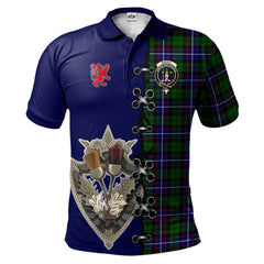 Clan Russell Modern Tartan Polo Shirt - Lion Rampant And Celtic Thistle Style OM95 Russell Modern Tartan Tartan Polo