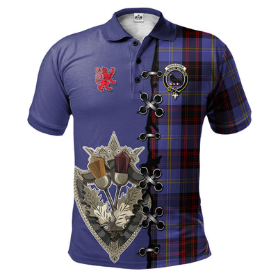 Clan Rutherford Tartan Polo Shirt - Lion Rampant And Celtic Thistle Style