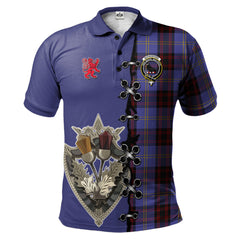 Clan Rutherford Tartan Polo Shirt - Lion Rampant And Celtic Thistle Style NA43 Rutherford Tartan Tartan Polo