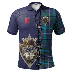 Clan Sandilands Tartan Polo Shirt - Lion Rampant And Celtic Thistle Style MP79 Sandilands Tartan Tartan Polo