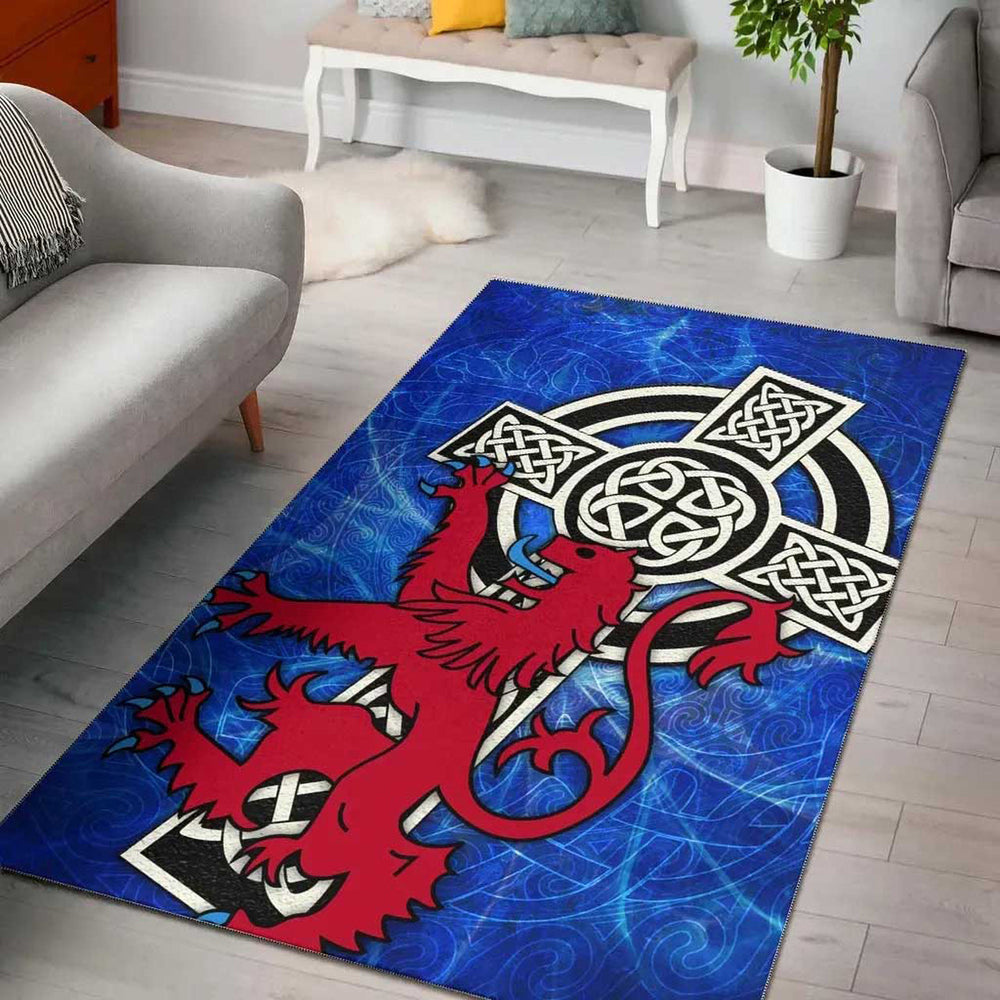 Scotland Celtic Area Rug Celtic Cross and Rampant Skew