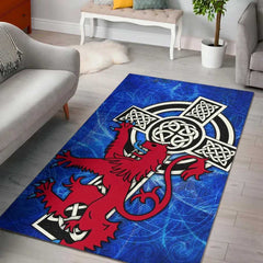 Scotland Celtic Area Rug Celtic Cross and Rampant Skew