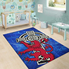 Scotland Celtic Area Rug Celtic Cross and Rampant Skew