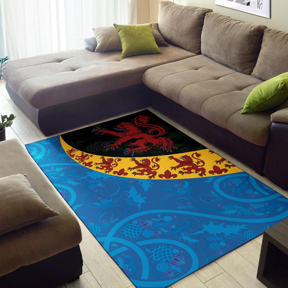 Scotland Celtic Area Rug Scottish Lion with Thistle Patterns