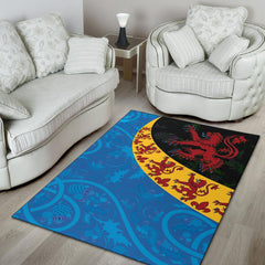 Scotland Celtic Area Rug Scottish Lion with Thistle Patterns