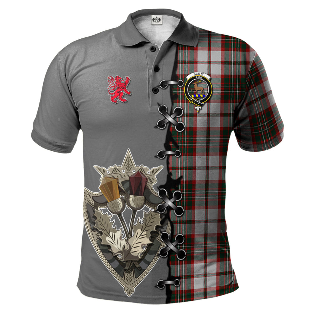 Clan Scott Dress Tartan Polo Shirt - Lion Rampant And Celtic Thistle Style ZF63 Scott Dress Tartan Tartan Polo