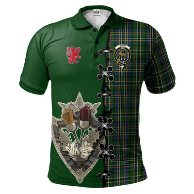 Clan Scott Green Tartan Polo Shirt - Lion Rampant And Celtic Thistle Style