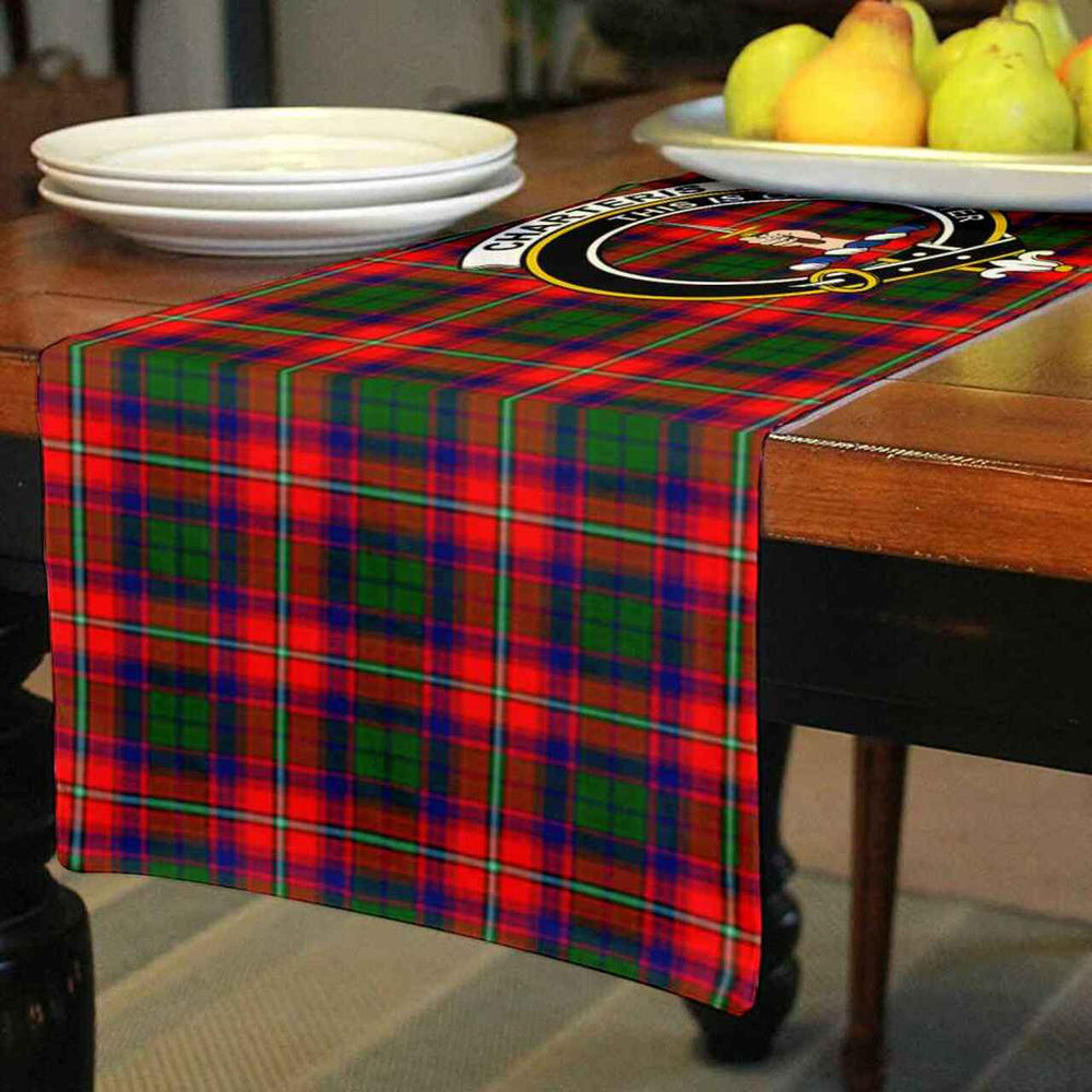Clan Charteris (Earl of Wemyss) Tartan Crest Table Runner Cotton IS93 Charteris (Earl of Wemyss) Tartan Tartan Table Runner