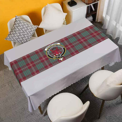 Clan Crawford Tartan Crest Table Runner Cotton