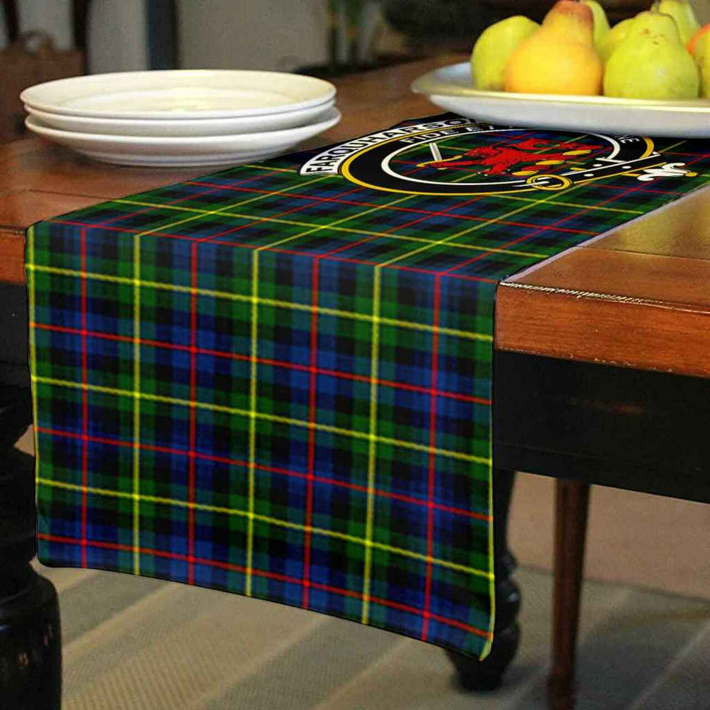 Clan Farquharson Tartan Crest Table Runner Cotton ZD28 Farquharson Tartan Tartan Table Runner