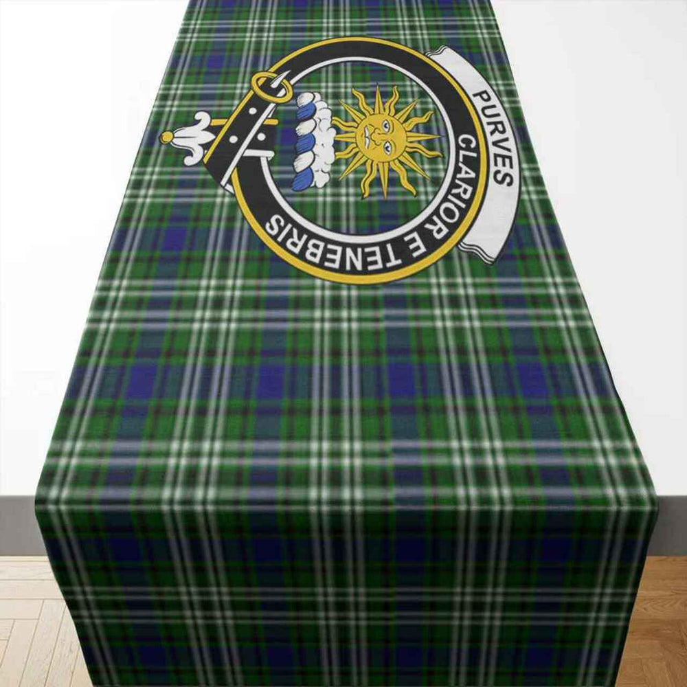 Clan Purves Tartan Crest Table Runner Cotton GT37 Purves Tartan Tartan Table Runner