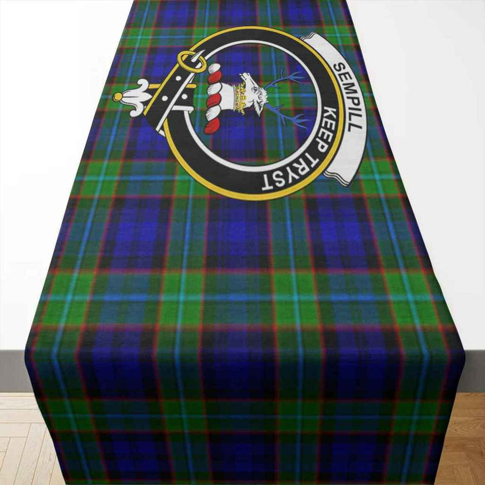 Clan Sempill Tartan Crest Table Runner Cotton NG89 Sempill Tartan Tartan Table Runner