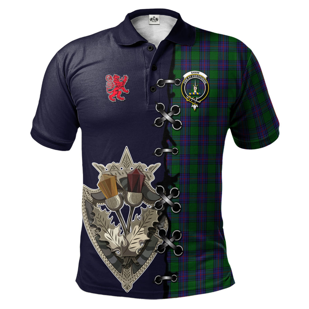Clan Shaw Tartan Polo Shirt - Lion Rampant And Celtic Thistle Style SJ77 Shaw Tartan Tartan Polo