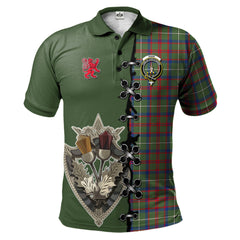 Clan Shaw Green Modern Tartan Polo Shirt - Lion Rampant And Celtic Thistle Style GV61 Shaw Green Modern Tartan Tartan Polo