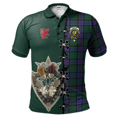 Clan Sinclair Hunting Modern Tartan Polo Shirt - Lion Rampant And Celtic Thistle Style KA38 Sinclair Hunting Modern Tartan Tartan Polo