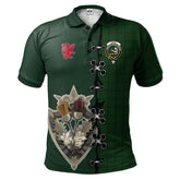 Clan Skene or Tribe of Mar Tartan Polo Shirt - Lion Rampant And Celtic Thistle Style DG37 Skene or Tribe of Mar Tartan Tartan Polo