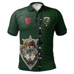 Clan Skene or Tribe of Mar Tartan Polo Shirt - Lion Rampant And Celtic Thistle Style DG37 Skene or Tribe of Mar Tartan Tartan Polo
