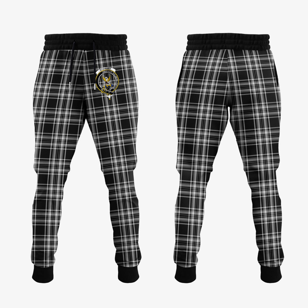 Clan Stewart Black And White Tartan Crest Jogger Sweatpants LK49 Clan Stewart Tartan Today
