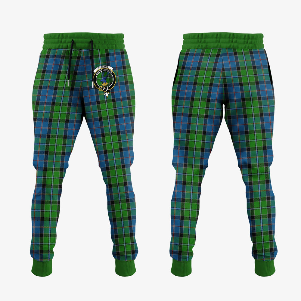 Clan Stirling Tartan Crest Jogger Sweatpants KY17 Clan Stirling Tartan Today
