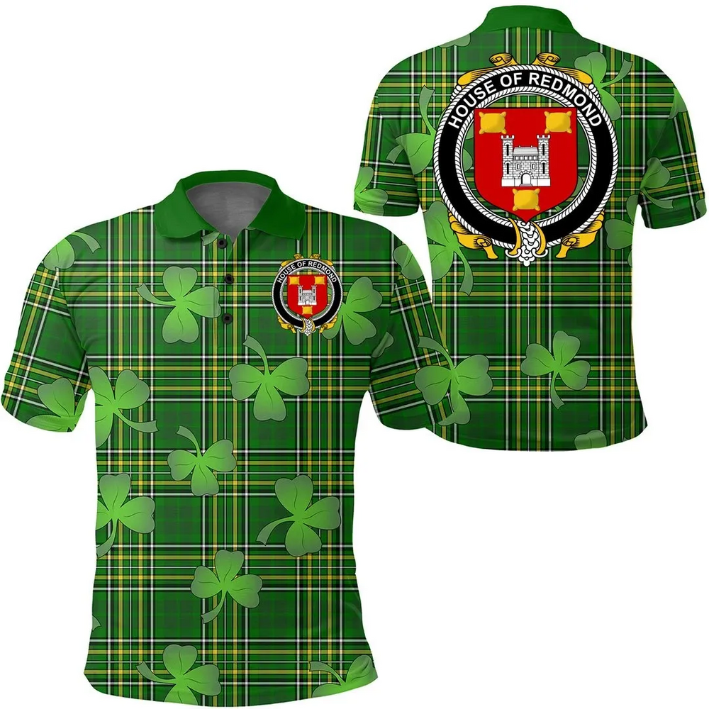 Clan Redmond Clan Polo Shirt - Shamrock Style 2 ME45 Redmond Tartan - Shamrock Style 2 Tartan Polo