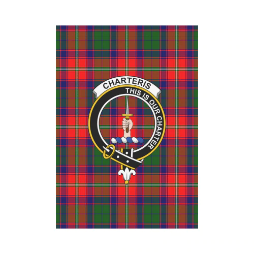Clan Charteris District Tartan Crest Garden Flag