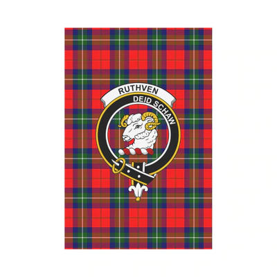 Clan Ruthven Modern Tartan Crest Garden Flag