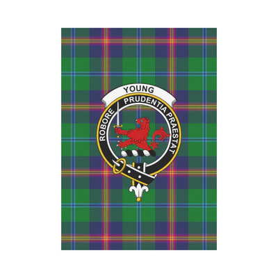 Clan Young Modern Tartan Crest Garden Flag