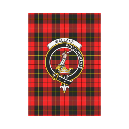 Clan Wallace Hunting - Red Tartan Crest Garden Flag PH16 Clan Wallace Tartan Today
