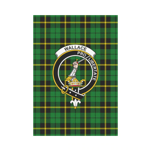 Clan Wallace Hunting - Green Tartan Crest Garden Flag BE23 Clan Wallace Tartan Today