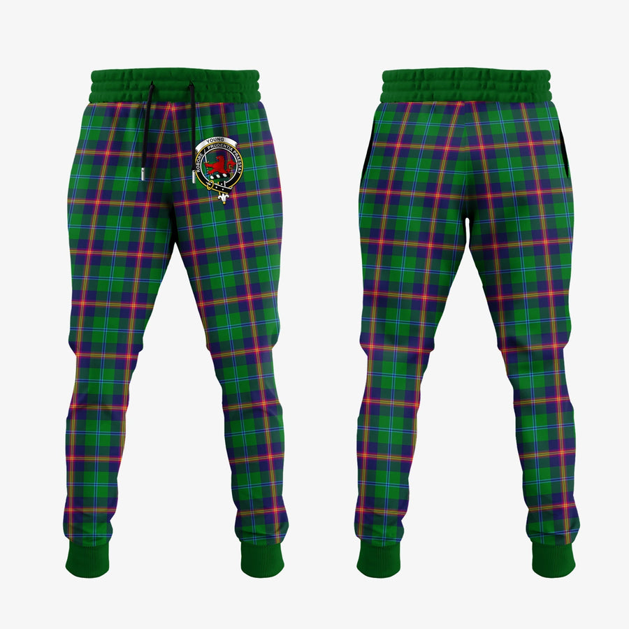 Clan Young Modern Tartan Crest Jogger Sweatpants