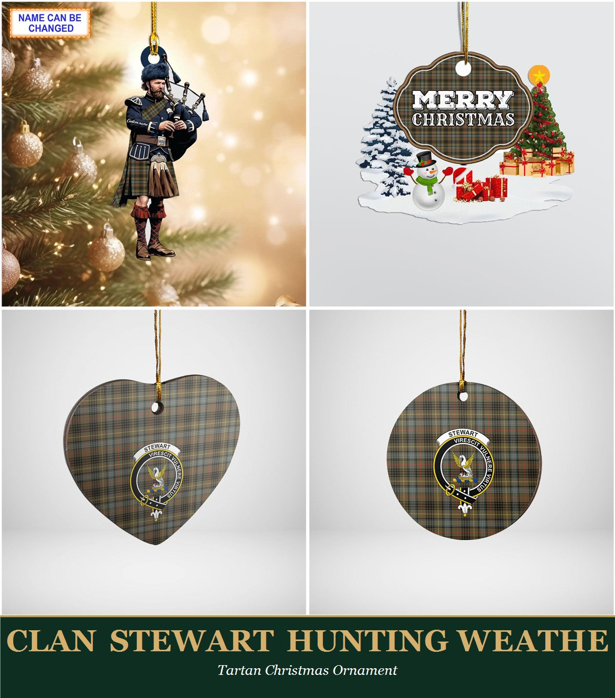 Clan Stewart Hunting Weathered Tartan Christmas Ornament