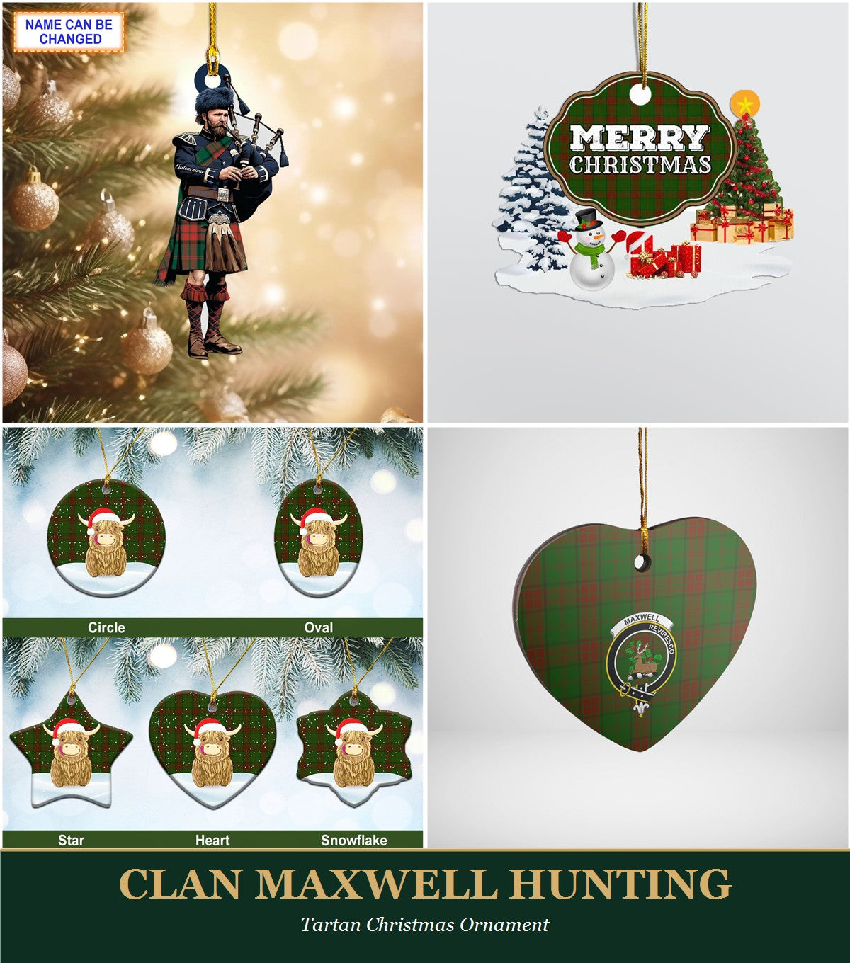 Clan Maxwell Hunting Tartan Christmas Ornament