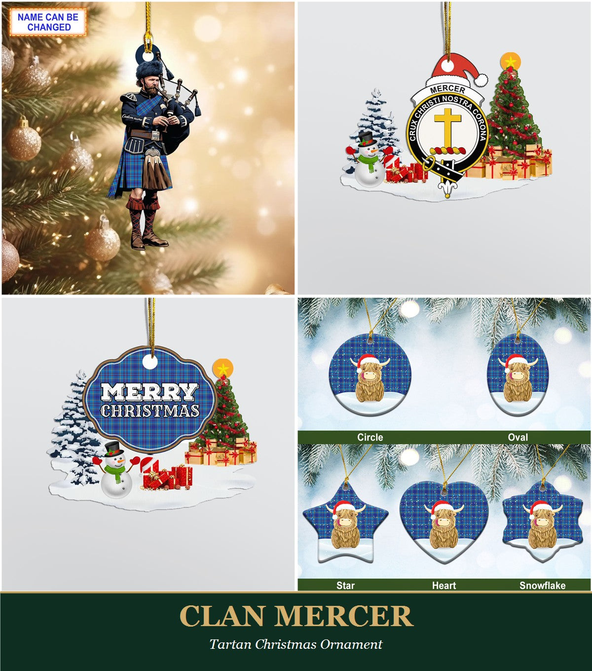 Clan Mercer Tartan Christmas Ornament